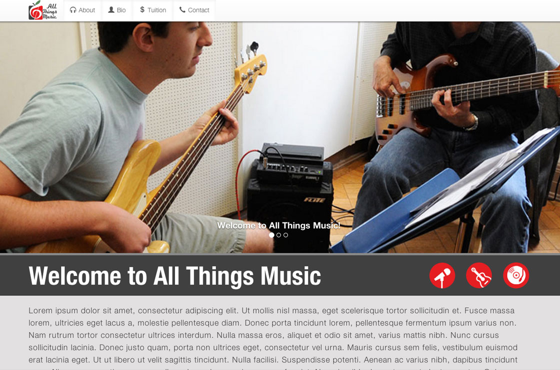 All Things Music website screenshot