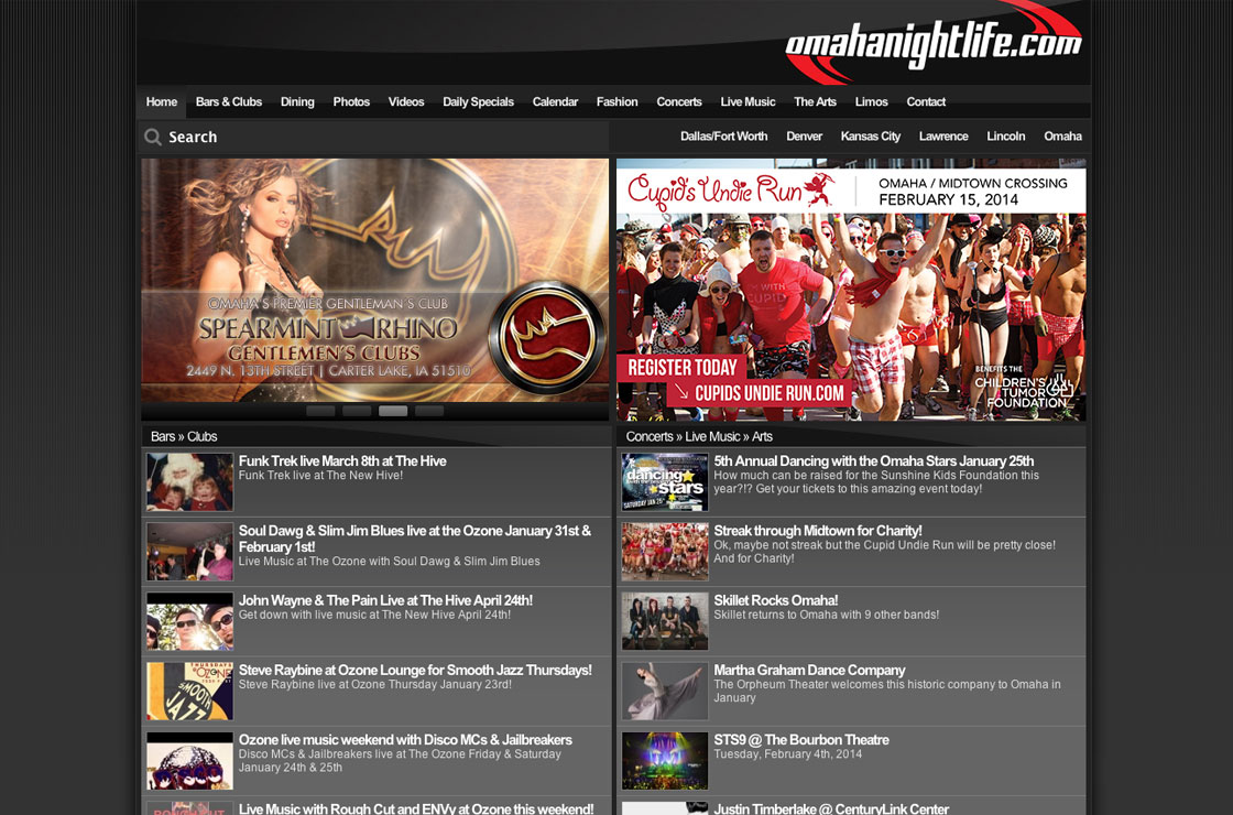 Omaha Night Life web design screenshot